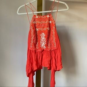 Free People Orange top, open back